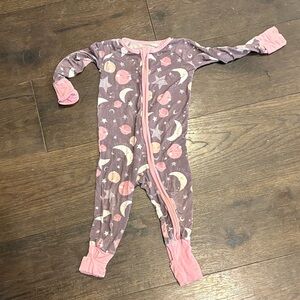 Little Sleepies Bamboo Pink and Purple Moon and Stars Footie